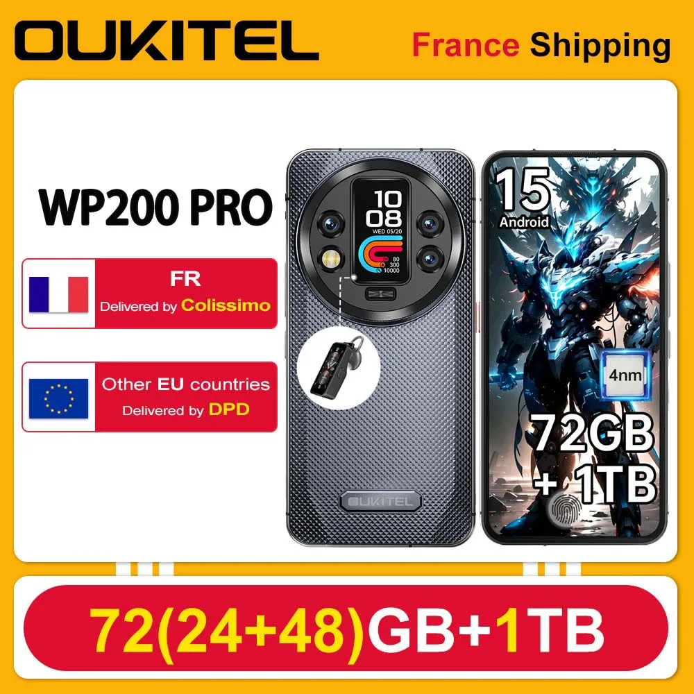 OUKITEL WP200 Pro 5G 72(24+48)GB+1TB Android 15 6.7” 120Hz 108MP+32MP 8800mAh – NFC