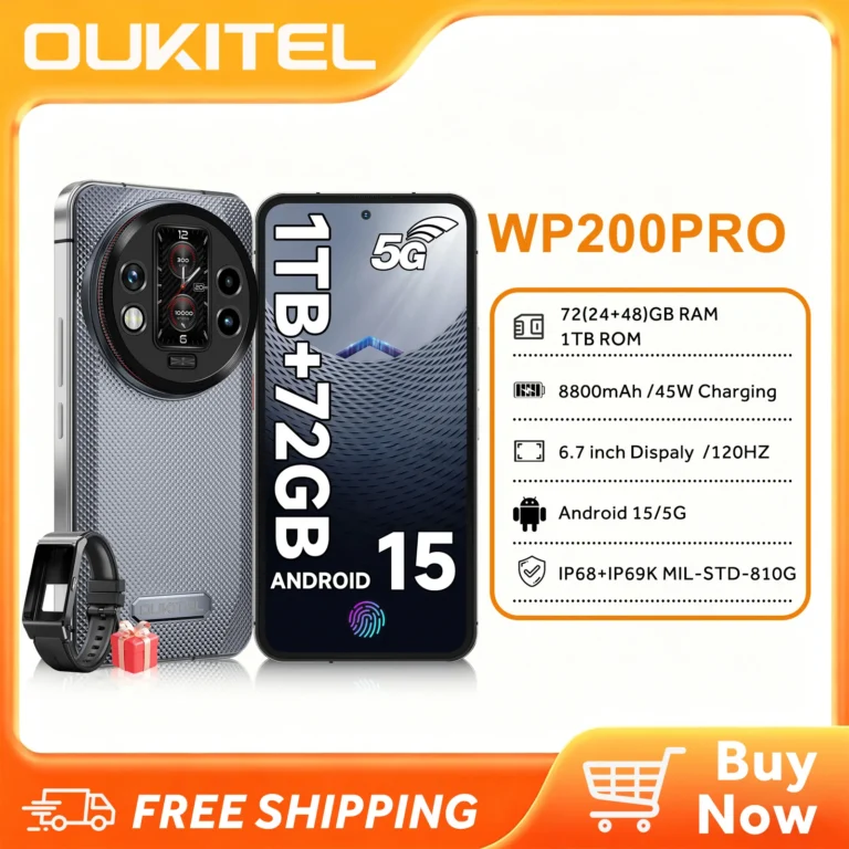 OUKITEL WP200 Pro Android 15 Wytrzymały Telefon 5G Odblokowany - 72GB RAM+1TB ROM - zdjęcie 1