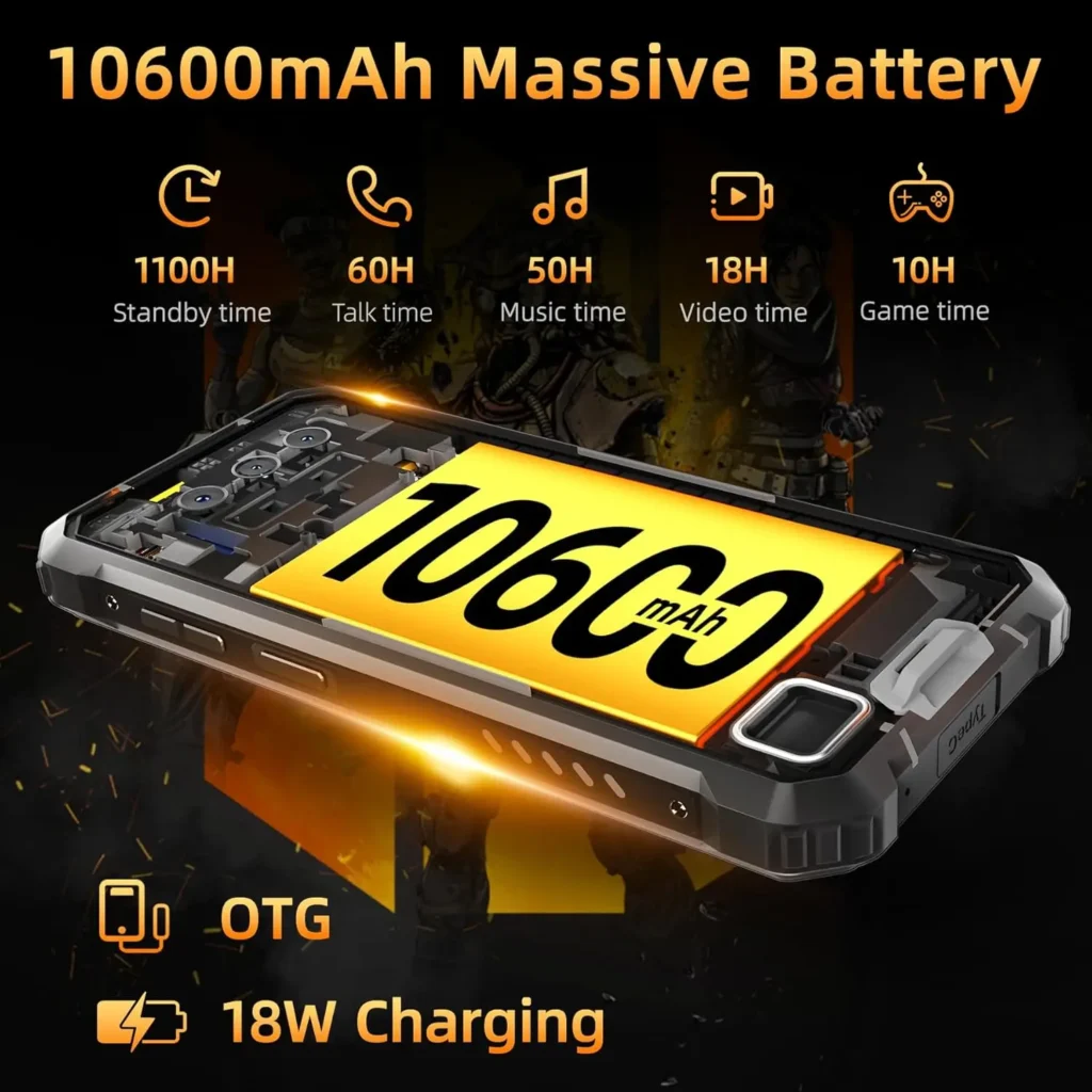 OUKITEL WP23 Plus Wytrzymały Telefon Odblokowany, Bateria 2026-10600mAh, 128GB/TF
