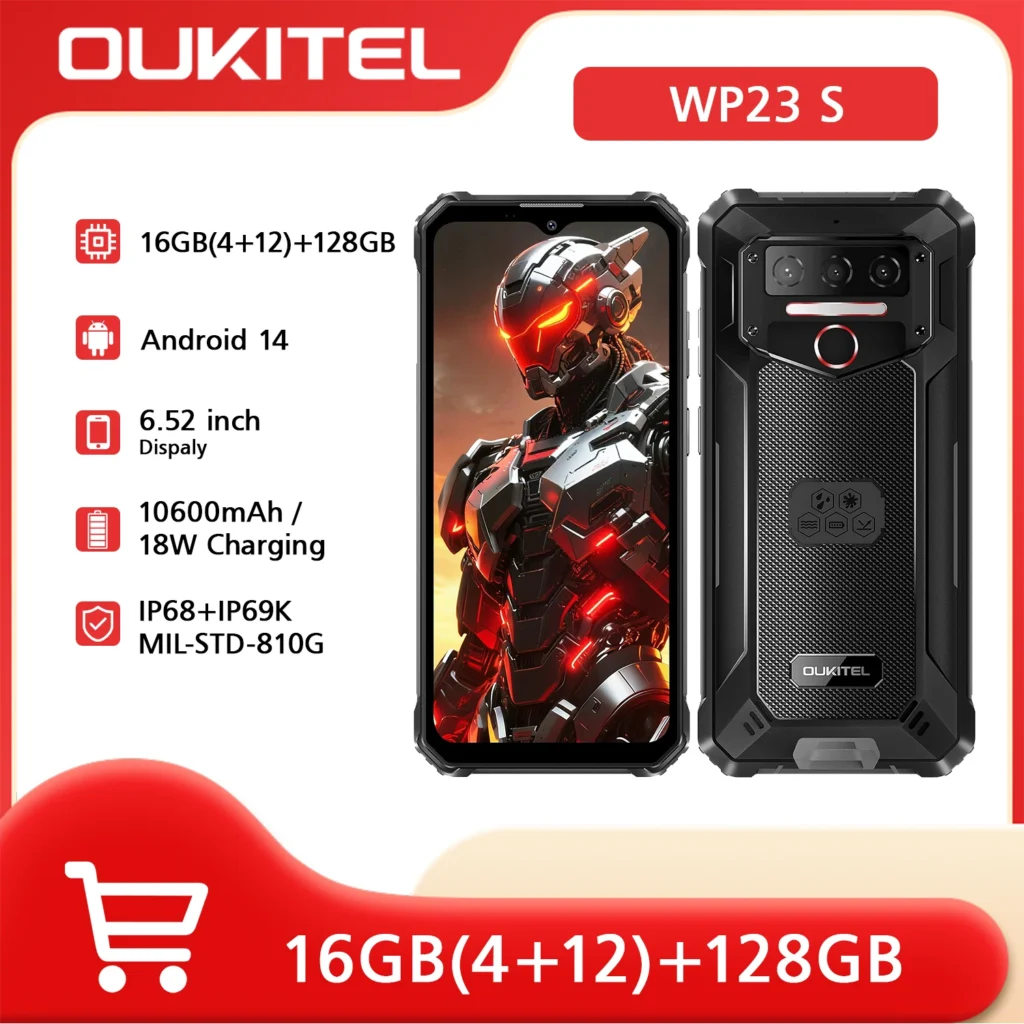OUKITEL WP23S Wytrzymały Telefon Odblokowany, Bateria 2026-10600mAh, 64GB/TF 1TB