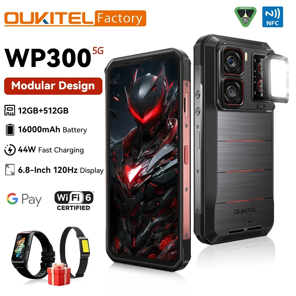 Oukitel WP300 Wytrzymały smartfon 5G 6,78 – Android 15, 16000mAh