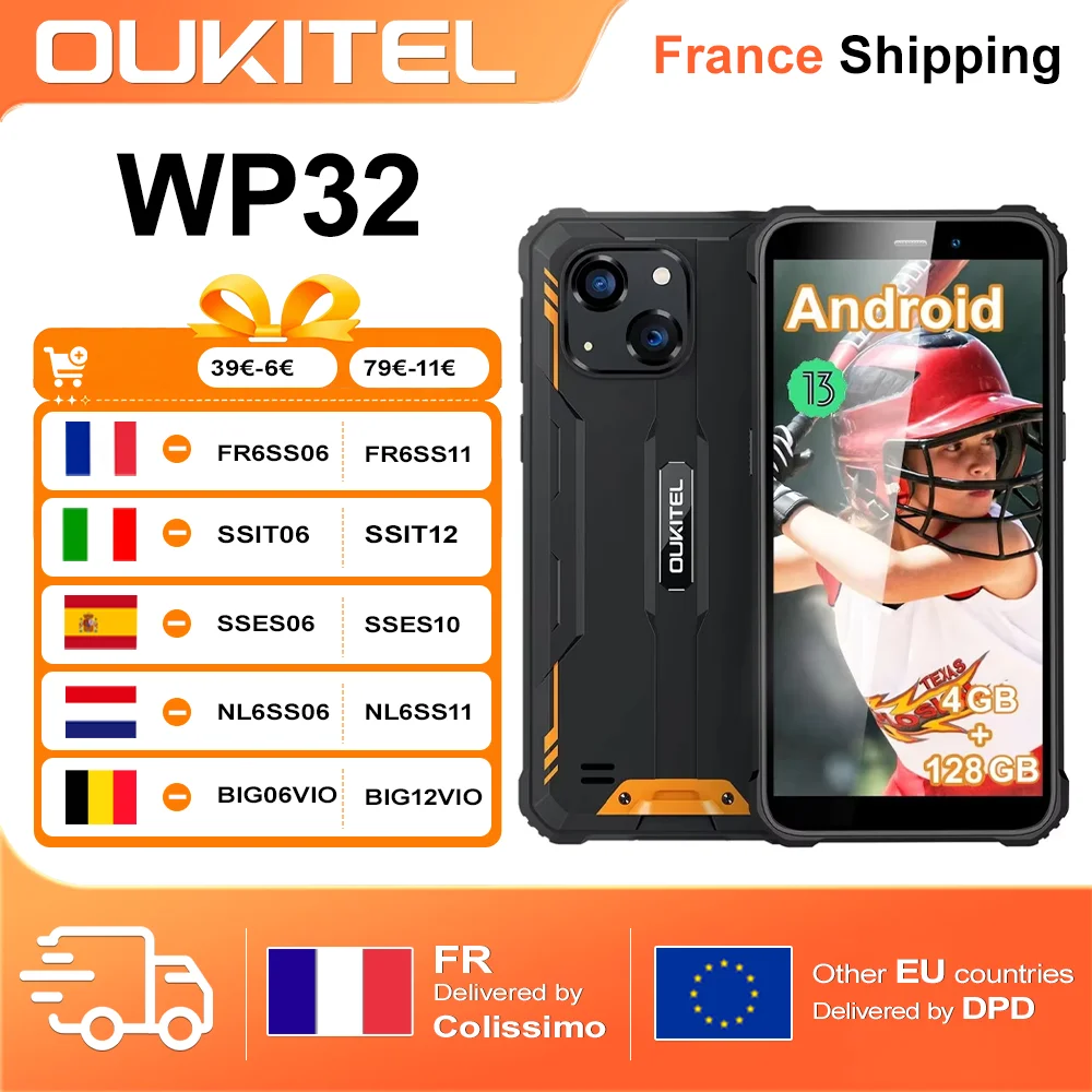 OUKITEL WP32 4GB+128GB 6.0\ – Android 13, 6300mAh, 20MP