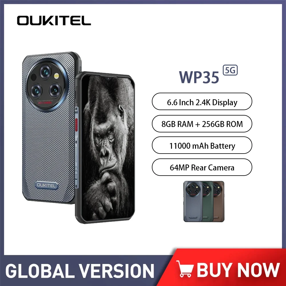 Oukitel WP35 5G wytrzymały smartfon Android 14 6.6 Cal 2.4K 24GB + 256GB telefony
