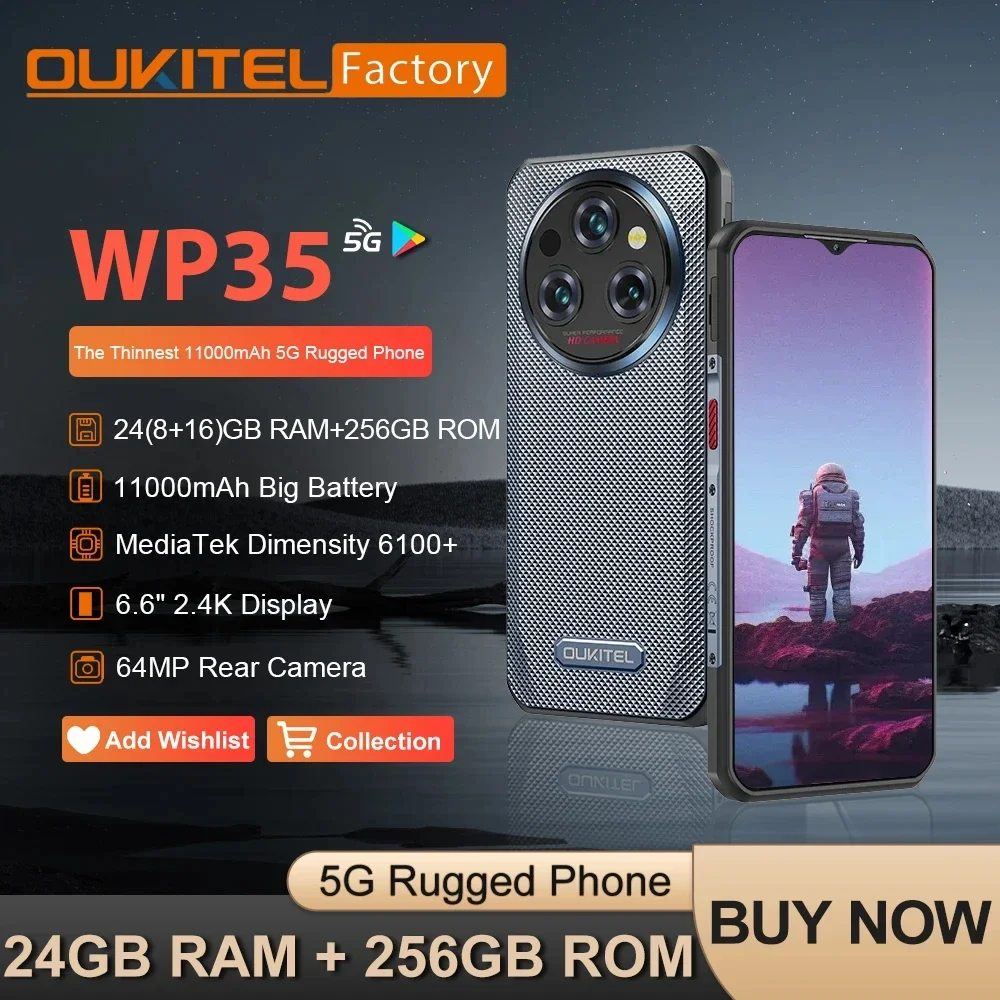Oukitel WP35 Wytrzymały telefon 6,6 – 11000mAh, 64MP, NFC