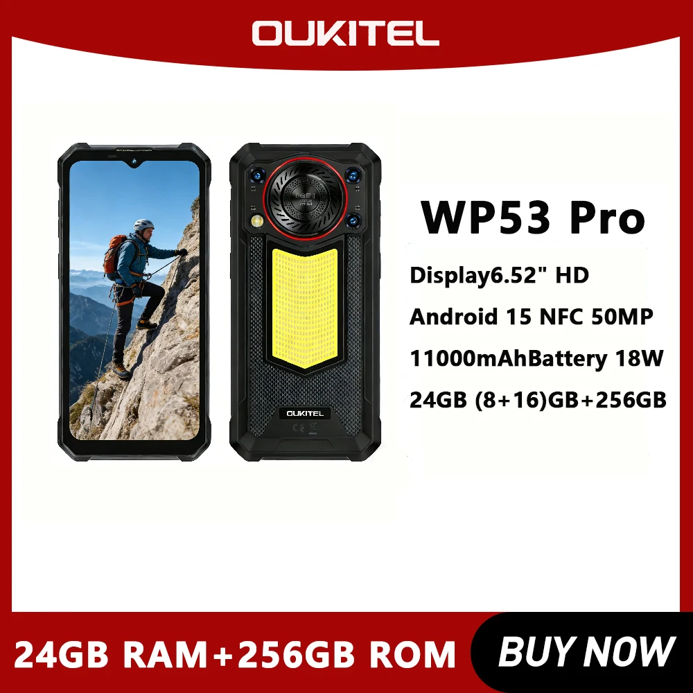 OUKITEL WP53 PRO 4G Wytrzymały smartfon Android15 6,52 cala 24GB RAM+256GB ROM