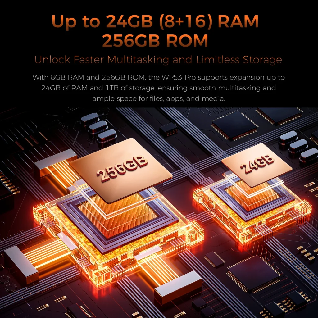 OUKITEL WP53 PRO Wytrzymały smartfon 50MP 24GB(8+16) 256GB 11000mAh Android 15 – NFC