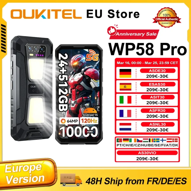 OUKITEL WP58 Pro Android 15 24 GB (8 + 16) RAM 512 GB ROM 10000 mAh 33 W 6,7'' HD - zdjęcie 1