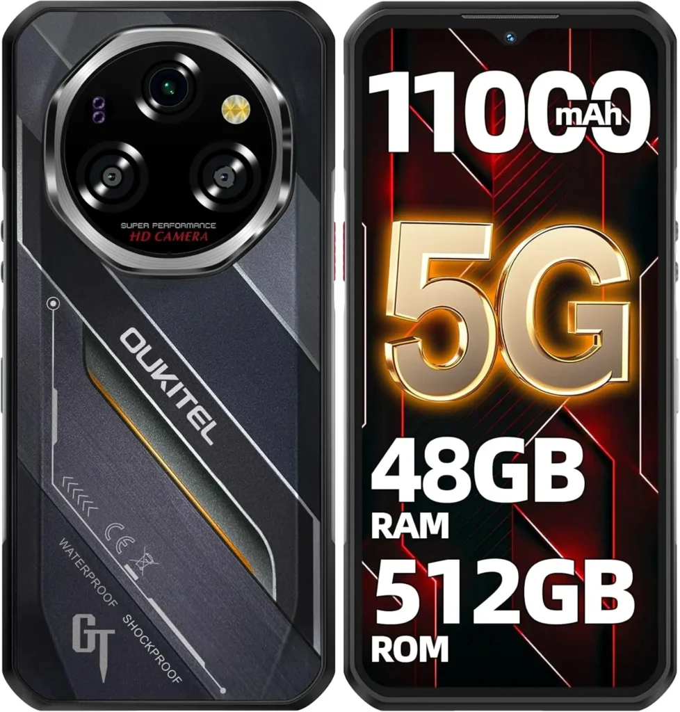 OUKITEL WP62 Wytrzymały telefon 5G, odblokowany, bateria 11000mAh/33W – 108MP
