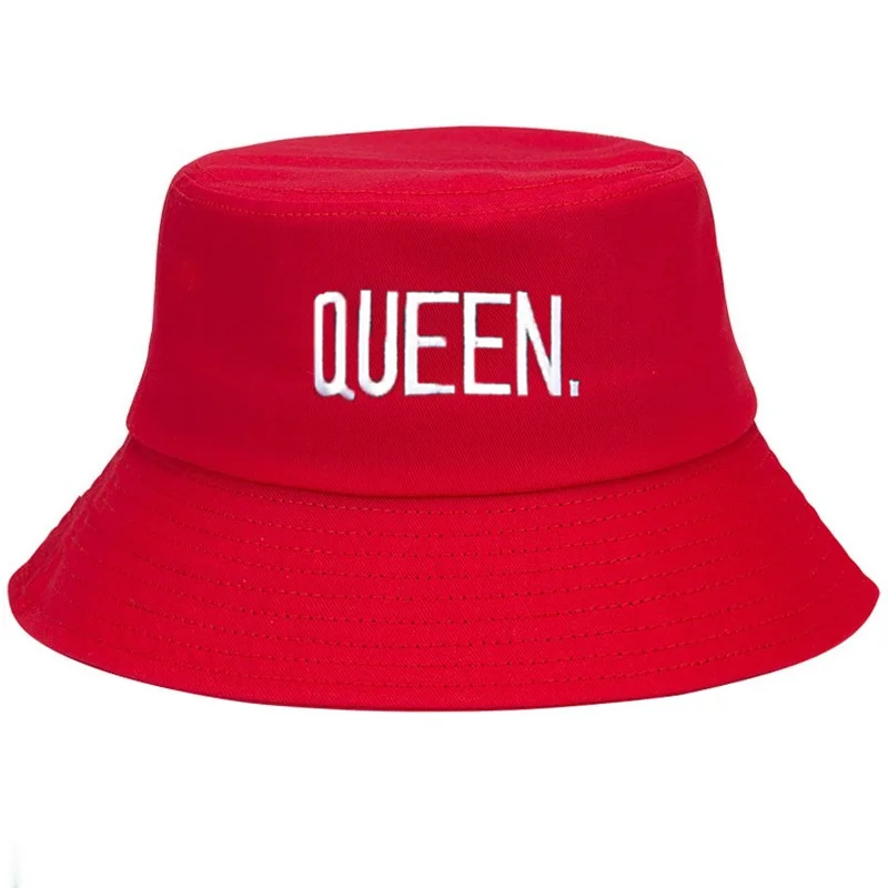 Personalizowany haftowany kapelusz typu bucket hat z motywem królowej, nowy kapelusz dla par z literami, styl hip-hopowy, kapelusz na zewnątrz, casualowy, bawełniany, modny kapelusz wędkarski, kapelusz przeciwsłoneczny, prezent