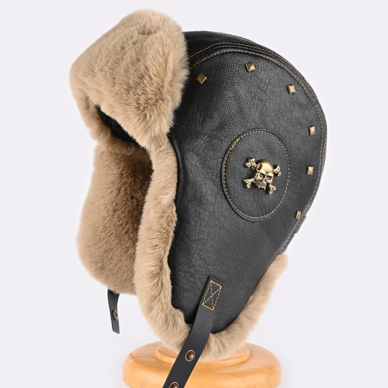 Rosyjska zimowa czapka z imitacji futra unisex, wiatroodporna, ciepła czapka typu bomber z nausznikami, czapka narciarska i rowerowa na zewnątrz Rosyjska zimowa czapka z imitacji futra unisex, wiatroodporna, ciepła czapka typu bomber z nausznikami, czapka narciarska i rowerowa na zewnątrz