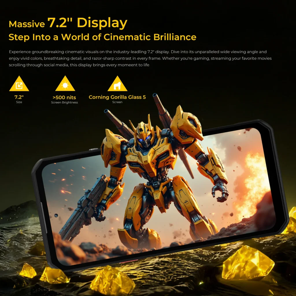 Smartfon OUKITEL WP60 7,2” HD+ 120 Hz, wyświetlacz 36 GB (12 + 24), pamięć RAM – 5G