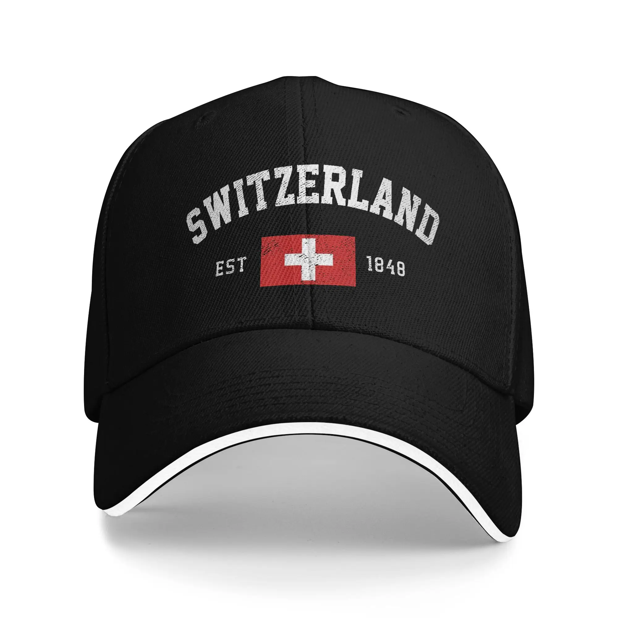 Szwajcaria Est. Czapki baseballowe z flagą Szwajcarii z 1848 roku, popularne w Europie, dla mężczyzn i kobiet, regulowane czapki przeciwsłoneczne, do biegania, golfa, czapki dla dorosłych
