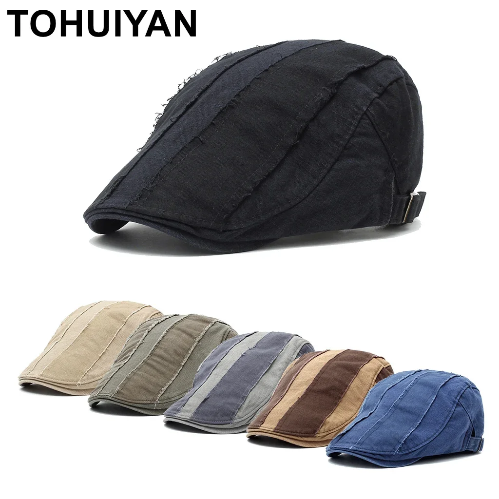 TOHUIYAN Postarzana Czapka Gazeciarza Męska Sprana Bawełniana Czapka Bejsbolówka Dorosła Boinas De Hombre Baker Boy Czapka Do Prowadzenia Samochodu Gorra Damskie Czapki Golfowe