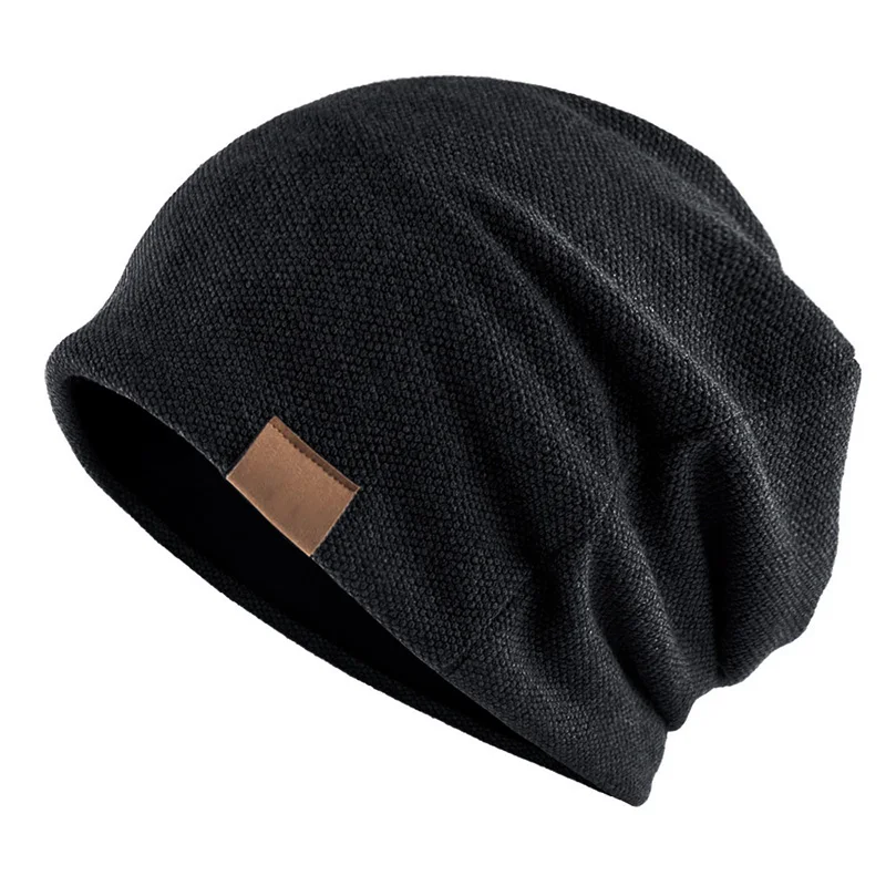 Unisex jesienno-zimowa ciepła czapka typu beanie jednokolorowa luźna luźna czapka typu Slouchy Fordable Skullies dla mężczyzn kobiety Outdoor odporna na zimno maska