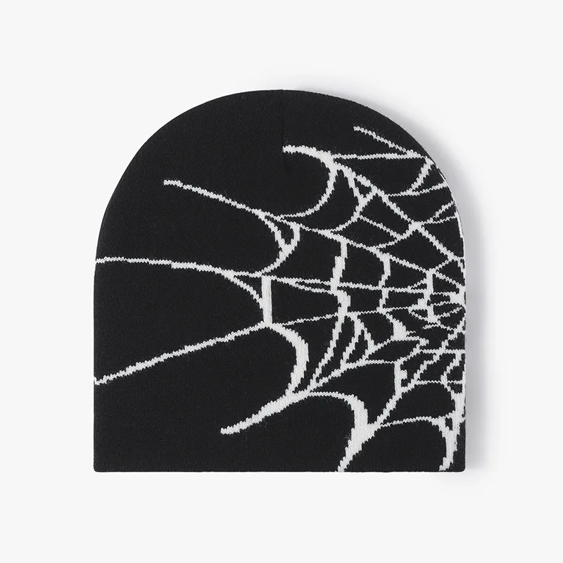 Unisex Spider Web Hip Hop Knit Beanie Męska Y2K Rozciągliwa Ciepła Czapka Damska Modna Czapka Zewnętrzna Ochrona Przed Słońcem
