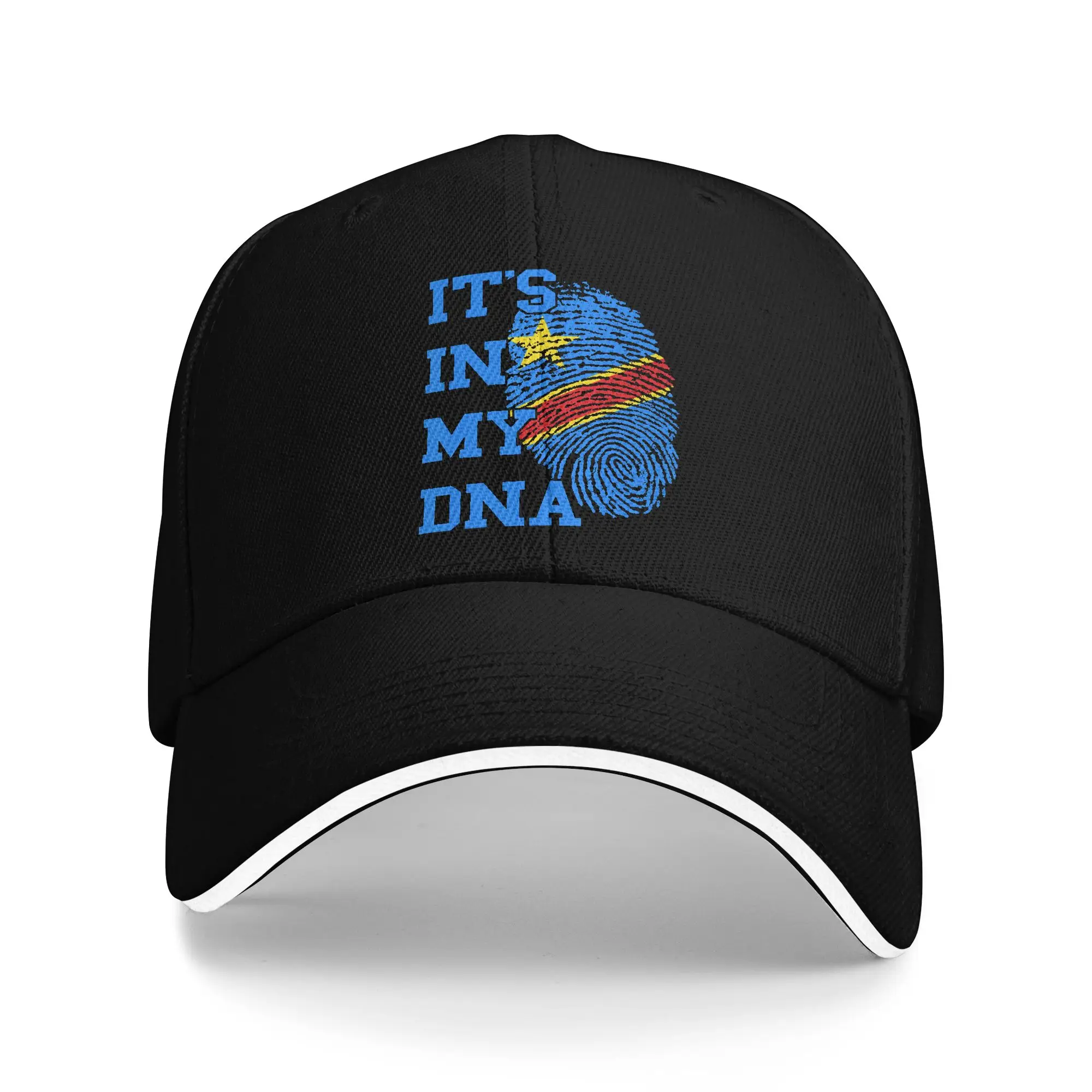 Unisexowa Czapka z Daszkiem It’s In My DNA Flaga Konga RDC Kongo Czapka Outdoorowa Regulowana Czapka Baseballowa Casualowa Czapka Przeciwsłoneczna Ochrona Przed Słońcem