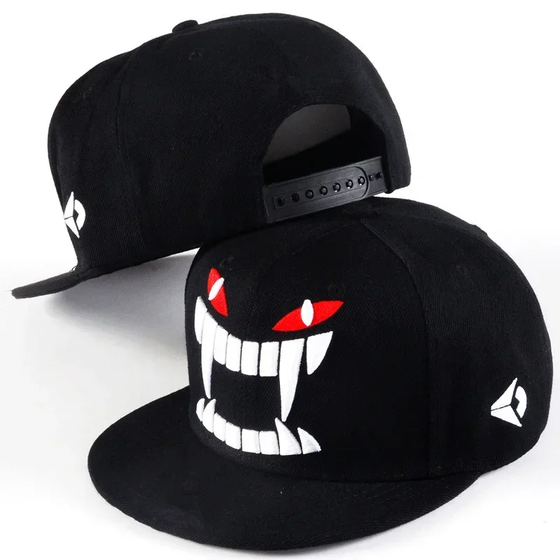 Unisexowe czapki bejsbolówki z haftem demona, w stylu hip-hop, regulowane, na wiosnę i jesień, codzienne czapki typu snapback, czapki sportowe chroniące przed słońcem na zewnątrz