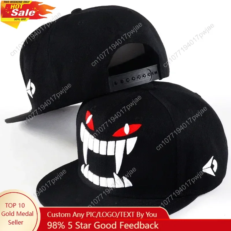 Unisexowe czapki hip-hopowe z haftem demona, wiosenno-jesienne, regulowane, codzienne czapki typu snapback, czapki baseballowe, czapki przeciwsłoneczne na zewnątrz, czapki sportowe