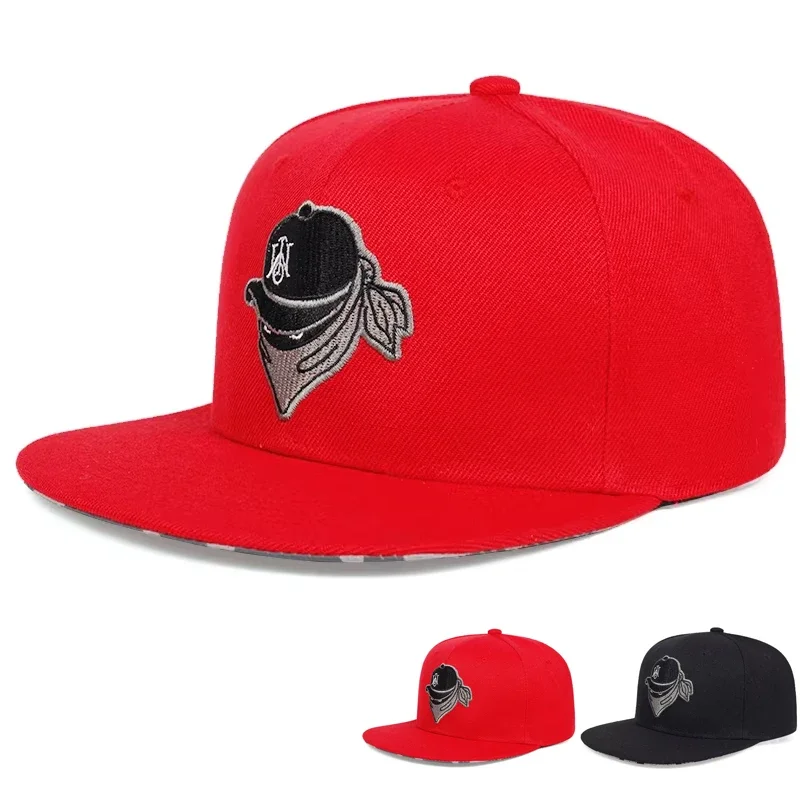 Unisexowe czapki z daszkiem z haftowaną maską w stylu hip-hop, wiosenno-jesienne, regulowane, codzienne czapki baseballowe, czapki przeciwsłoneczne