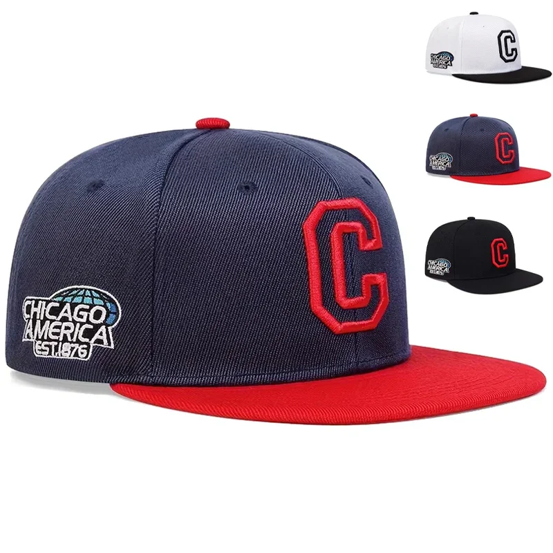 Unisexowe czapki z daszkiem z haftowanym napisem CHICAGO, w stylu hip-hop, na wiosnę i jesień, regulowane, codzienne czapki baseballowe, czapki przeciwsłoneczne
