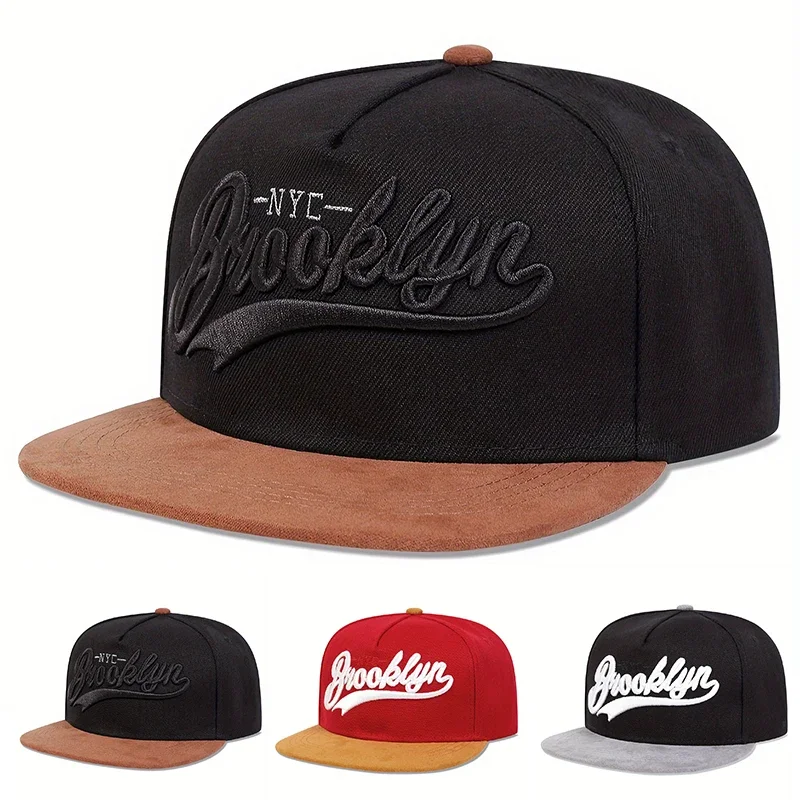 Unisexowe czapki z haftem BROOKLYN, hip-hopowe, wiosenno-jesienne, regulowane, codzienne czapki baseballowe, czapki typu trucker, czapki przeciwsłoneczne