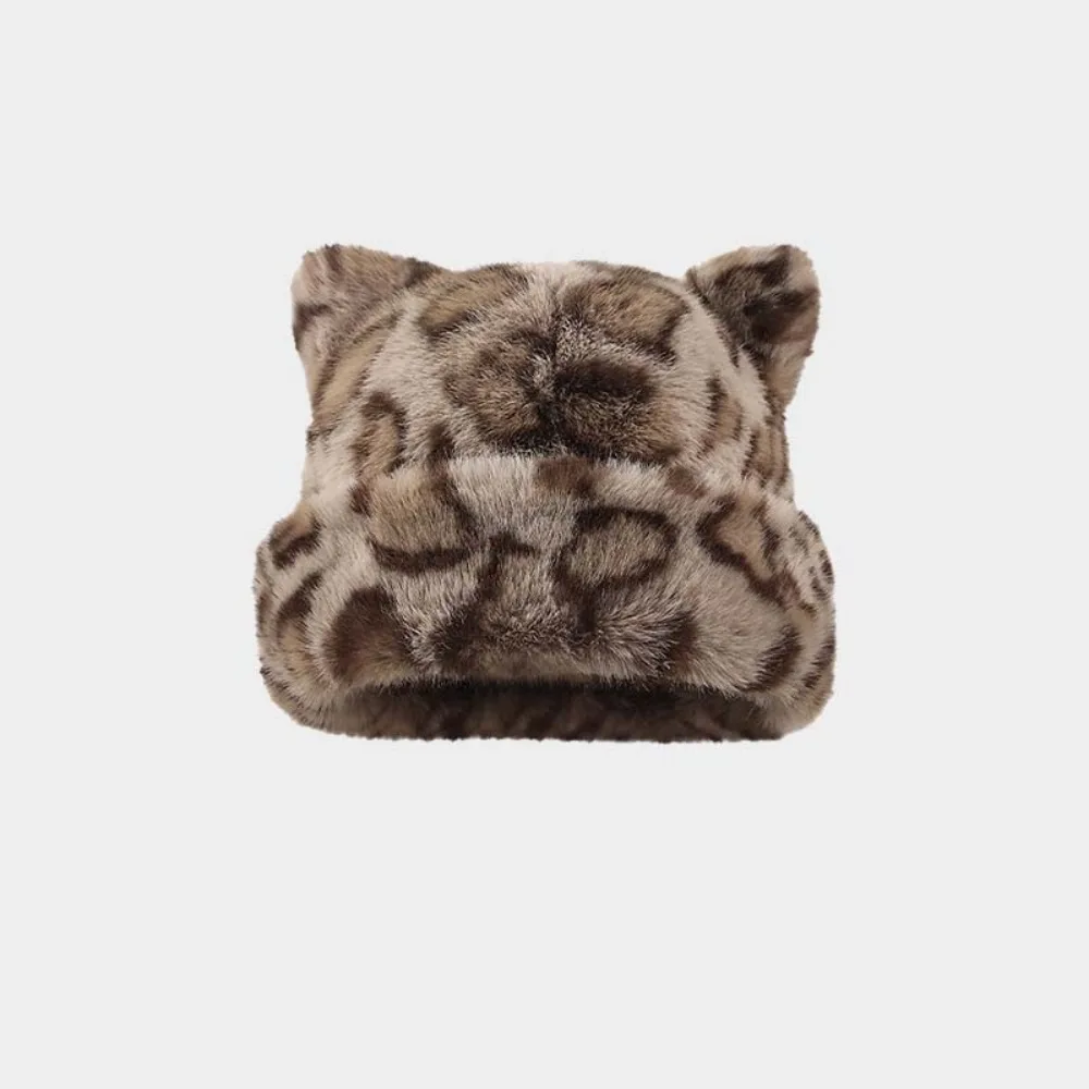 Uniwersalna czapka beanie z imitacji futra norek w panterkę, koreański styl, miękka czapka bez rondu, uniwersalna elastyczna czapka wkładana przez głowę, zimowa Uniwersalna czapka beanie z imitacji futra norek w panterkę, koreański styl, miękka czapka bez rondu, uniwersalna elastyczna czapka wkładana przez głowę, zimowa
