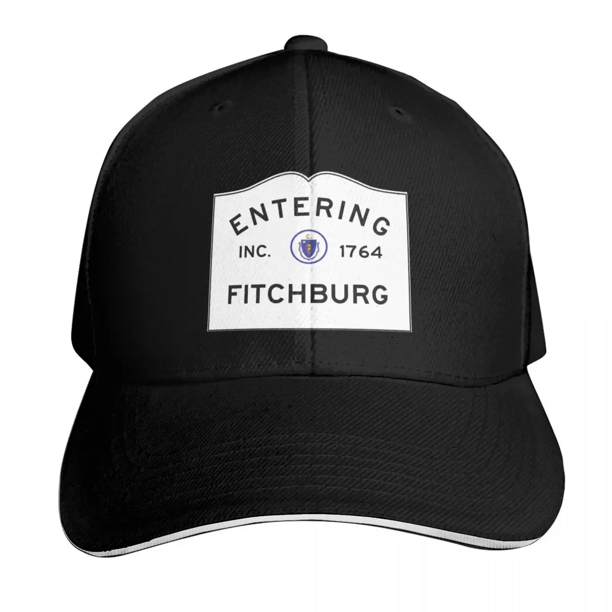 Wejście do Fitchburga, Massachusetts – Znak drogowy Commonwealth of Massachusetts, czapka z daszkiem, kapelusz przeciwsłoneczny dla dzieci, golf, damski, męski