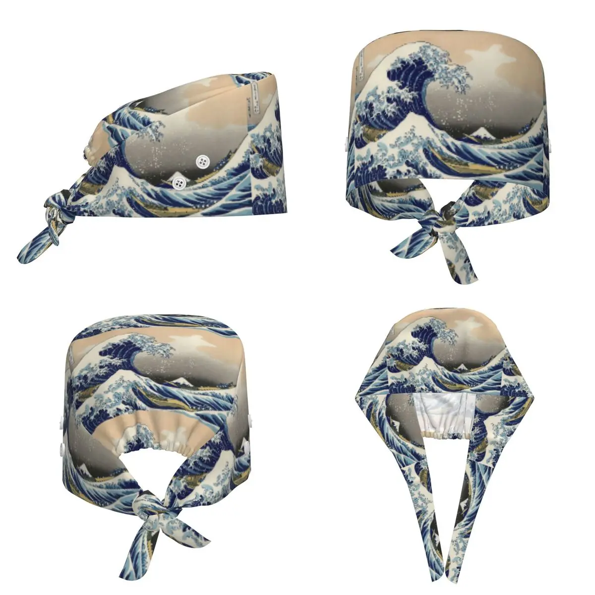 Wielka Fala w Kanagawie autorstwa Katsushiki Hokusai (reprodukcja) Czepek medyczny, czapka chirurgiczna, regulowana czapka pielęgniarska