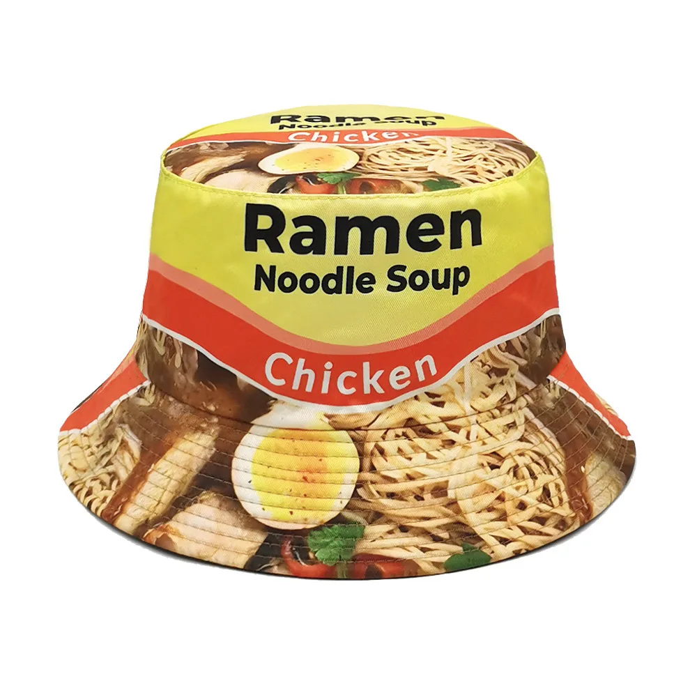 Wiosna/lato Outdoor męski kapelusz przeciwsłoneczny typu Bucket unisex kapelusz rybaka rozrywka Ramen kapelusz z nadrukiem moda damska czapka z daszkiem