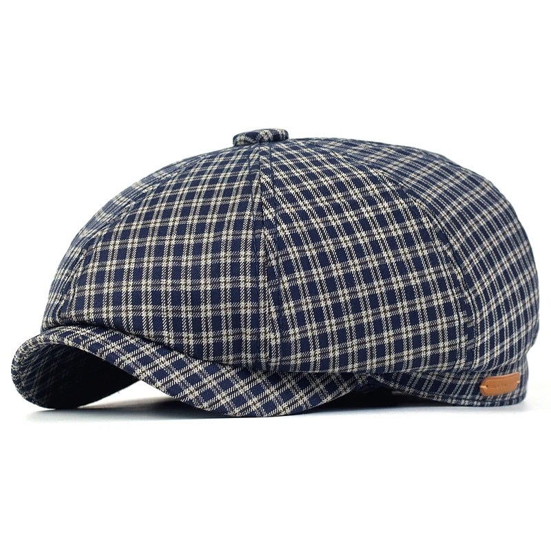 Wiosna Lato Plaid Newsboy Cap Peaky Octagonal Hat Vintage Soft Casual Berets Cap Visor Gatsby Flat Ivy Hat Four Seasons