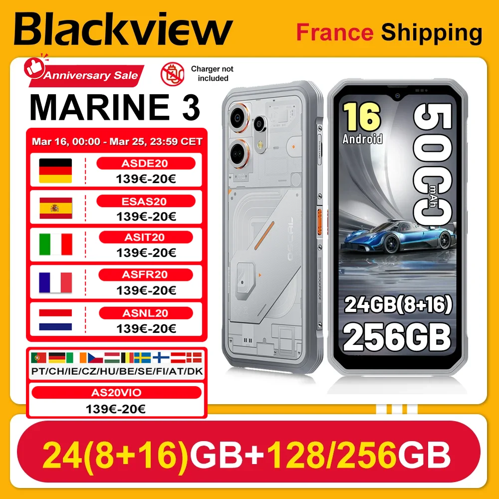Wytrzymały smartfon Blackview OSCAL MARINE 3 (8+16)+, ekran 6.56