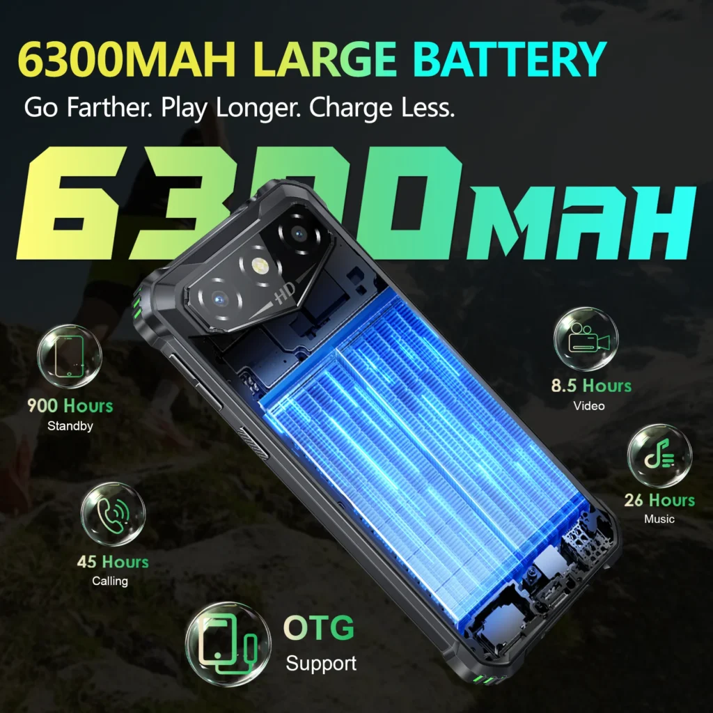 Wytrzymały smartfon OUKITEL G3, odblokowany – 16GB+256GB/1TB TF, 6-calowy, 6300mAh
