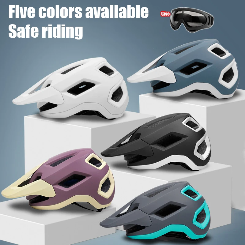 Zestaw: 2 szt. Kask rowerowy z okularami, kask na rower elektryczny, szosowy, górski, lekki, oddychający kask rowerowy PC zapewniający bezpieczeństwo