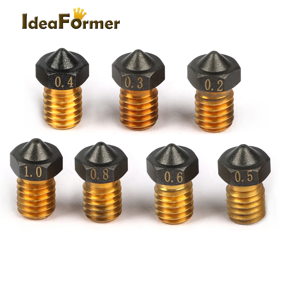 1/2/5 szt. Dysze E3D V6 z mosiądzu powlekanego PTFE 0.2/0.4/0.5/0.6/0.8/1.0mm 1.75mm M6 do drukarek 3D V6, do…