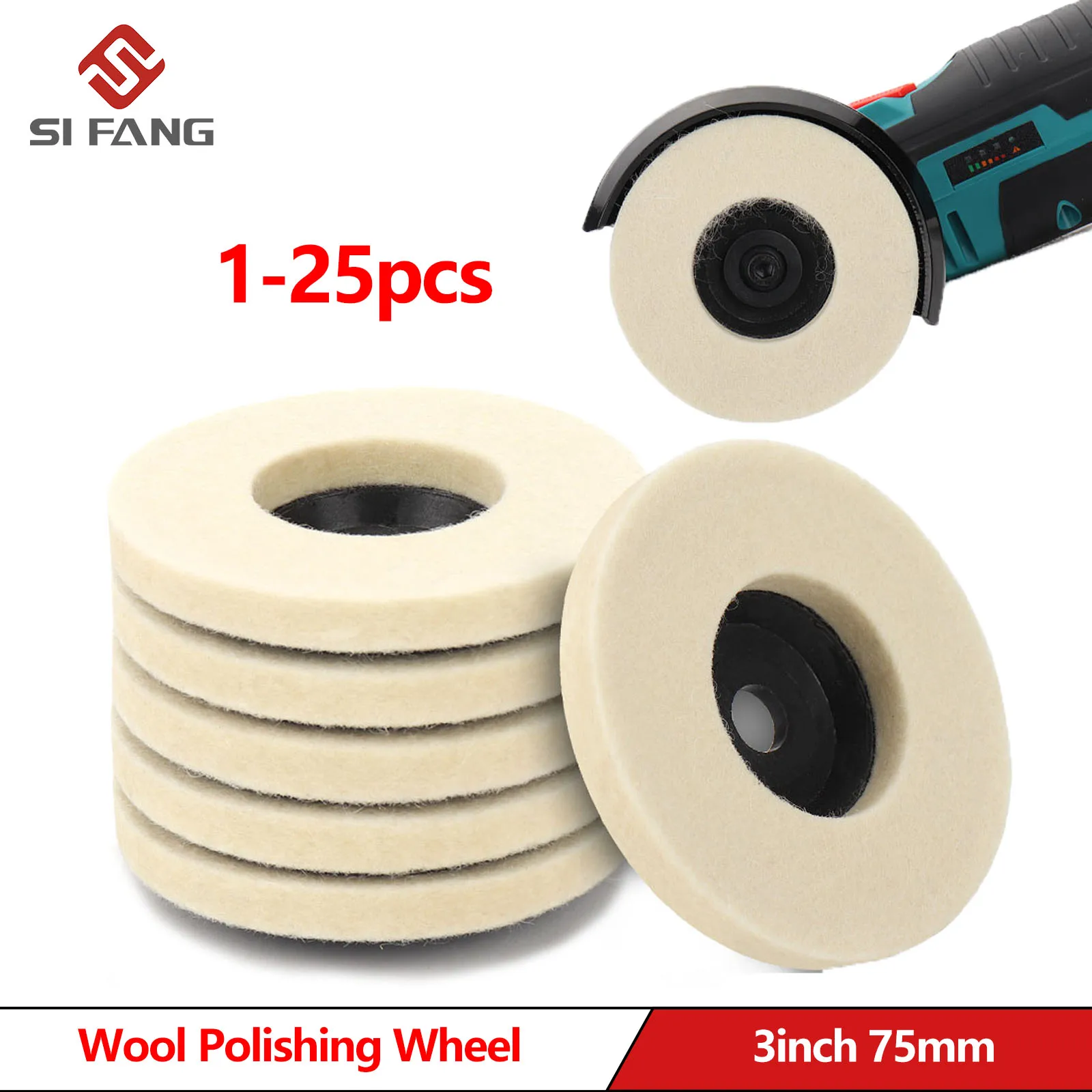 1-25 szt. 75mm Wełniana Tarcza Polerska Pad Polerski Do Szlifierki Kątowej Tarcza Do Szlifowania Metalu Drewna… 1-25 szt. 75mm Wełniana Tarcza Polerska Pad Polerski Do Szlifierki Kątowej Tarcza Do Szlifowania Metalu Drewna…