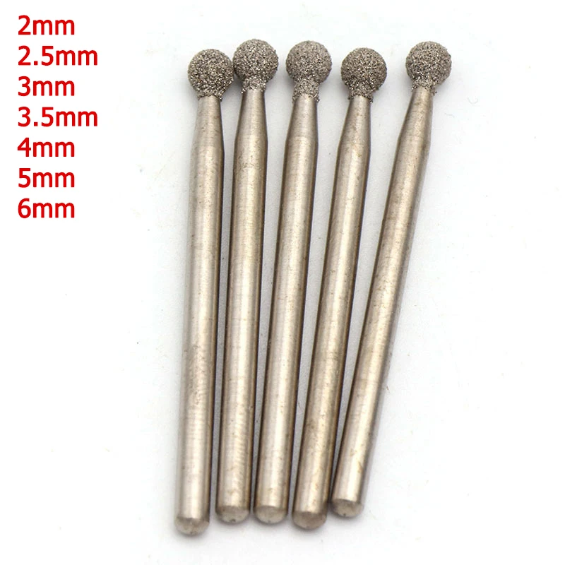 1-40 sztuk 2/2.5/3/3.5/4/5/6mm kulka lutowana diamentowa głowica szlifierska 3mm Shank do polerowania…