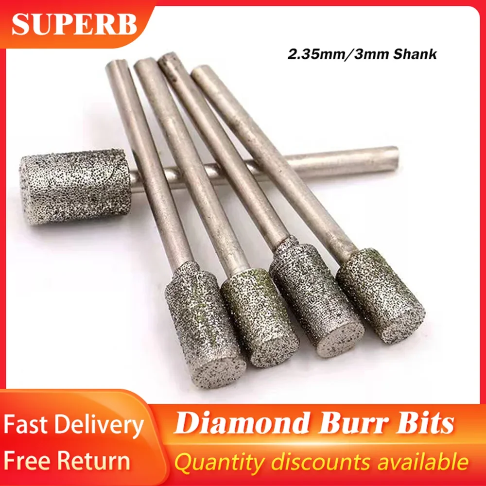 1/5/10 sztuk diamentowe zadziory 0.5-10mm cylinder diamentowa głowica szlifierska 2.35/3mm Shank Dremel… 1/5/10 sztuk diamentowe zadziory 0.5-10mm cylinder diamentowa głowica szlifierska 2.35/3mm Shank Dremel…