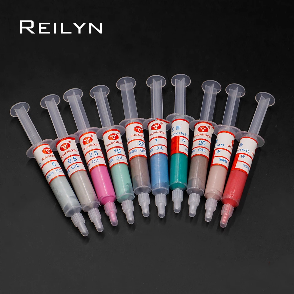1/5/12pcs W0.5-W40 Grit Diamond Polishing Lapping Paste Compound Syringes Set for Glass Jade Amber Buffing 1/5/12pcs W0.5-W40 Grit Diamond Polishing Lapping Paste Compound Syringes Set for Glass Jade Amber Buffing