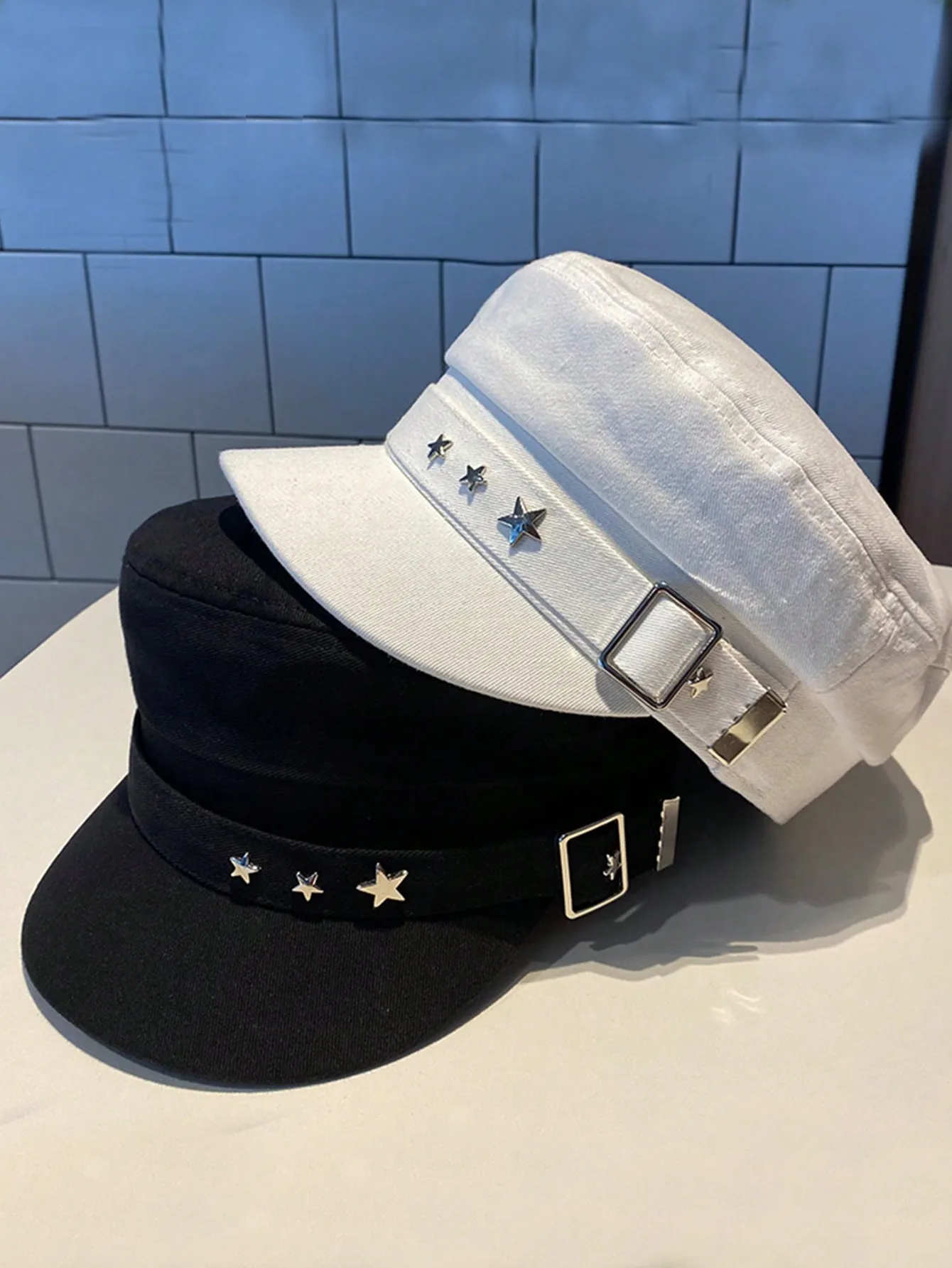 1 szt. Damska czarna czapka baseballowa z haftem gwiazdy, vintage angielski beret, nowy styl marynarski, koreańska czapka gazeciarza 1 szt. Damska czarna czapka baseballowa z haftem gwiazdy, vintage angielski beret, nowy styl marynarski, koreańska czapka gazeciarza