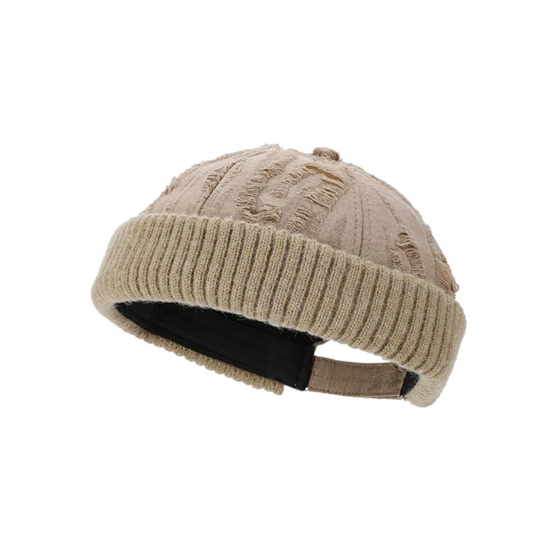 1 szt. Unisexowa czapka beanie z dziurami, jednolita, ocieplana, regulowana czapka robocza/morska na każdą porę roku, odpowiednia do noszenia na co dzień