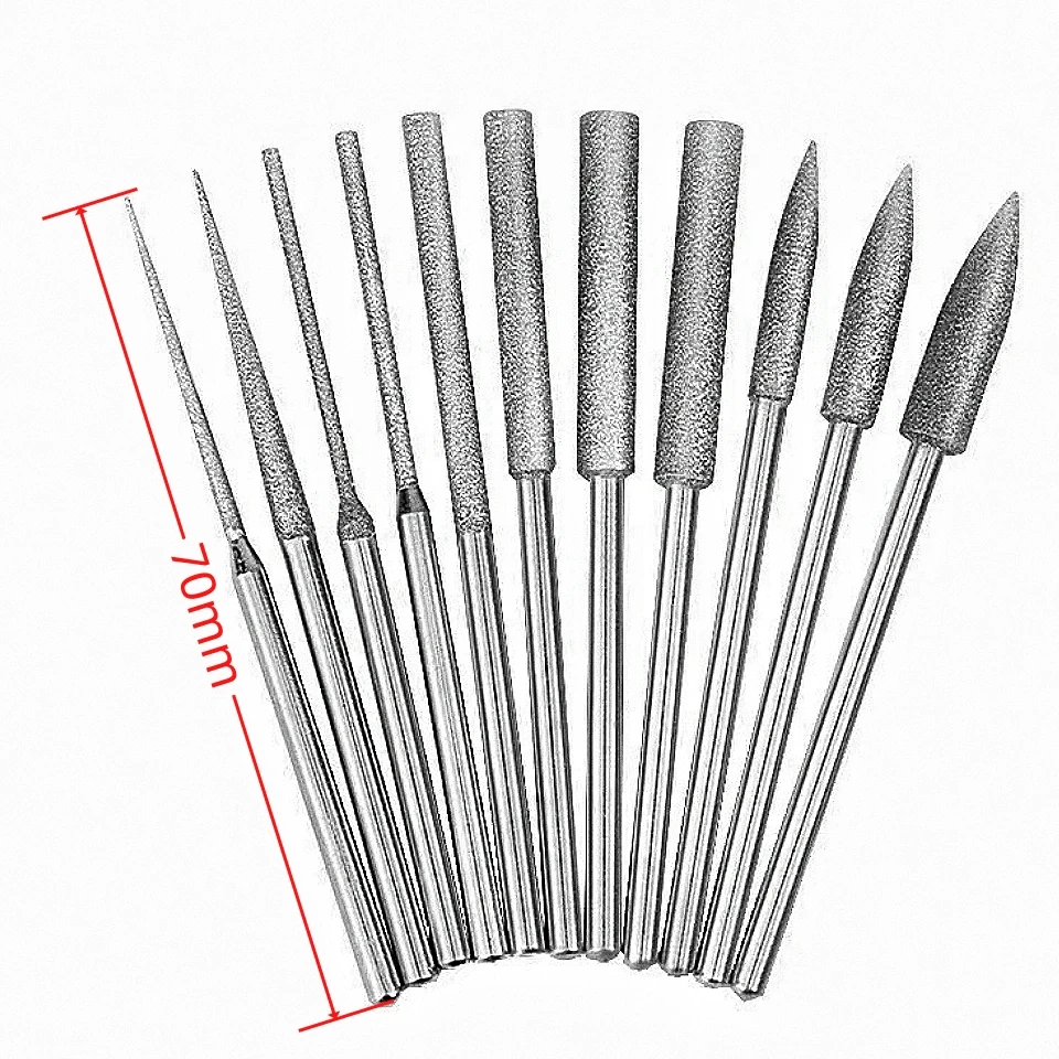 10 szt. diamentowych frezów szlifierskich 70mm z przedłużonym trzpieniem 3mm do metalu, szkła, kamienia, do… 10 szt. diamentowych frezów szlifierskich 70mm z przedłużonym trzpieniem 3mm do metalu, szkła, kamienia, do…