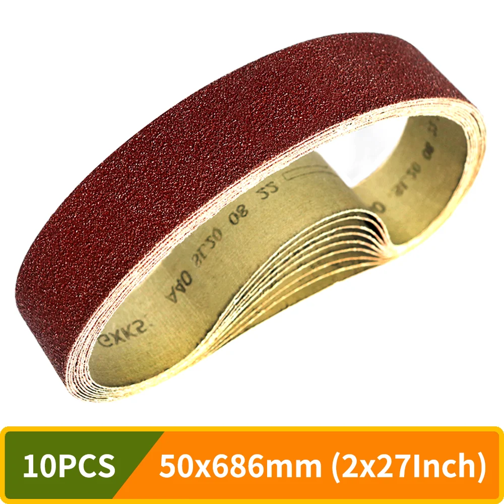 10 szt. Taśmy do szlifowania pas ścierny 686x50mm do polerowania miękki Metal drewna, 2×77 Cal pasek…