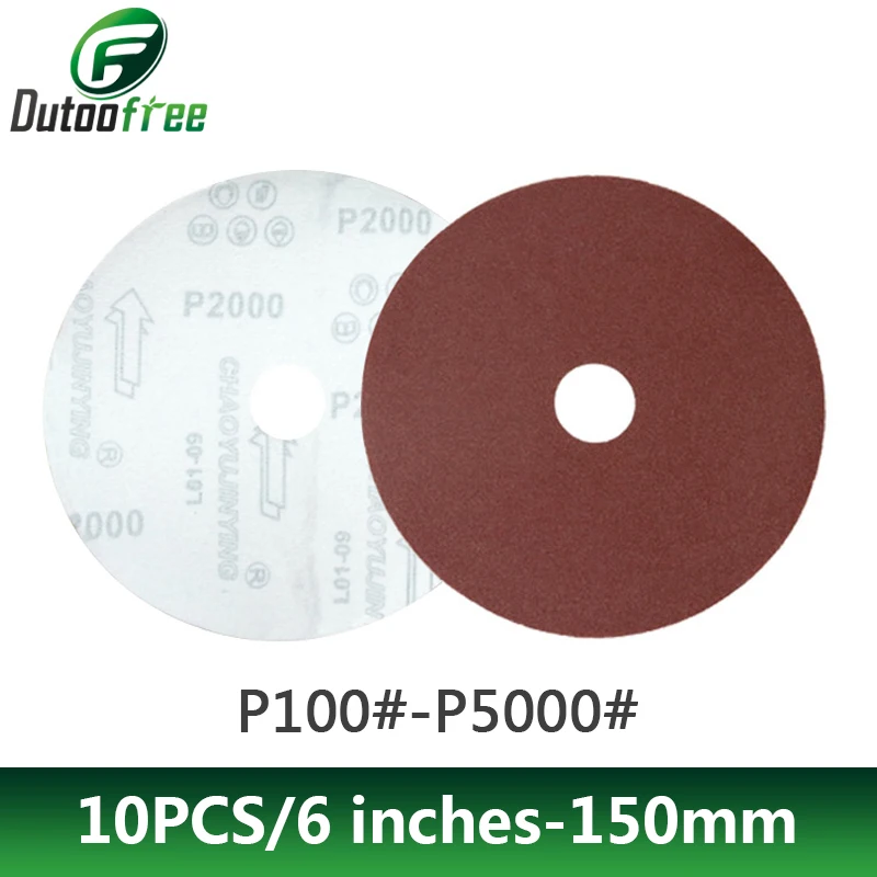 10 SZT./Zestaw 6-calowe Okrągłe Krążki Ściernicze Samoprzylepne z Polarem 150mm Do Obróbki Drewna, Polerowania 10 SZT./Zestaw 6-calowe Okrągłe Krążki Ściernicze Samoprzylepne z Polarem 150mm Do Obróbki Drewna, Polerowania
