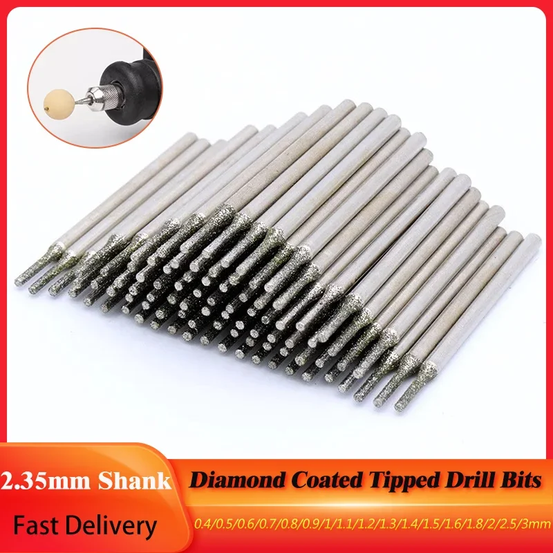 10 sztuk 0.4-3mm wiertła z końcówką diamentową 2.35mm Shank igła do grawerowania do płytek jadeitowych…