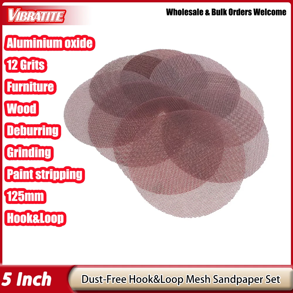 10 sztuk 5 cali 125mm siatkowe tarcze szlifierskie Hook & Loop ścierna tarcza bezpyłowa antyblokujący ostre…
