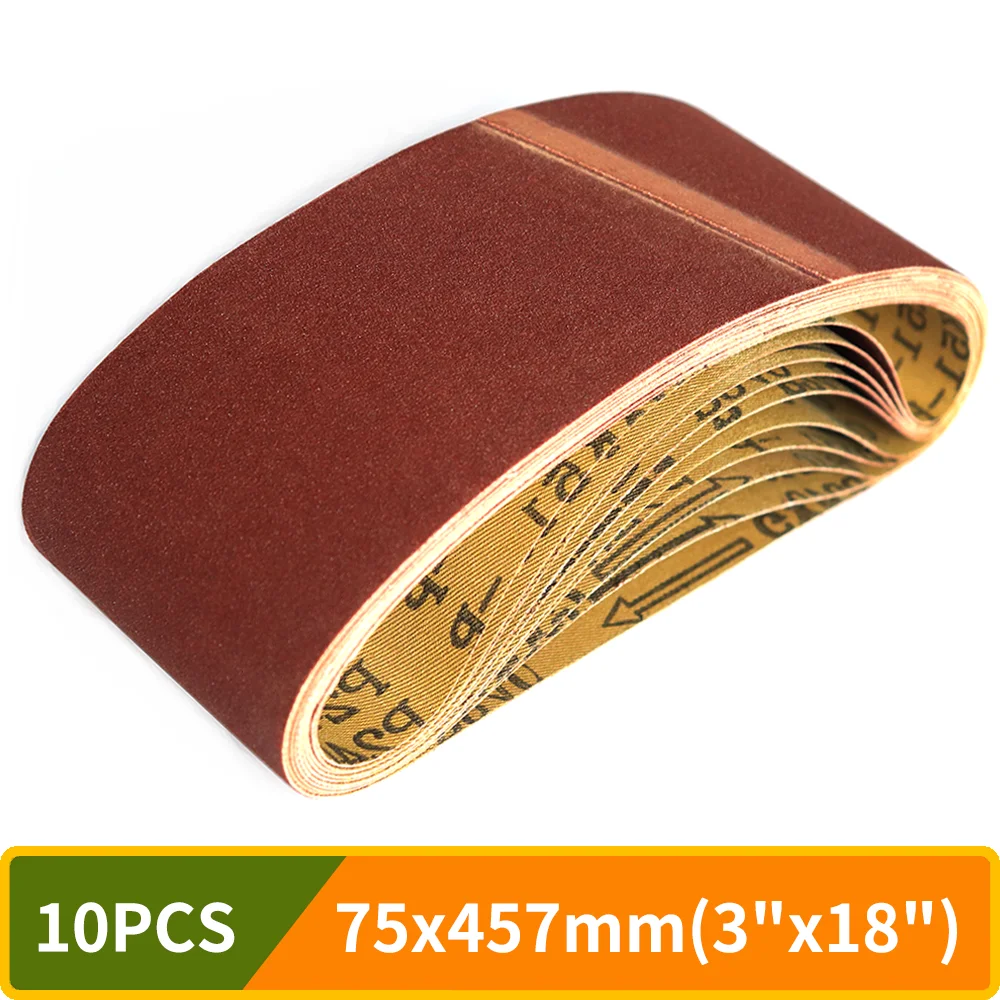10 sztuk 75x457mm pasy szlifierskie 3 „x 18” taśmy ścierne Grit 40 ~ 1000 pasy papieru ściernego z tlenku…