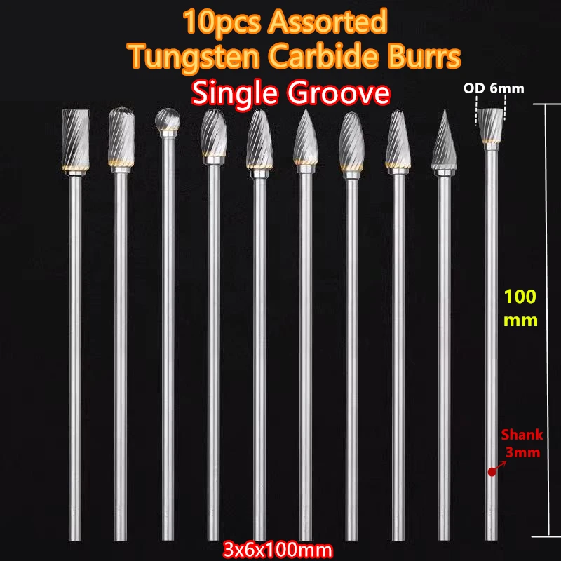 10 sztuk assorted 3x6x100mm przedłużyć długi węglik wolframu punkt szlifowania burr dla szlifierka dremel… 10 sztuk assorted 3x6x100mm przedłużyć długi węglik wolframu punkt szlifowania burr dla szlifierka dremel…