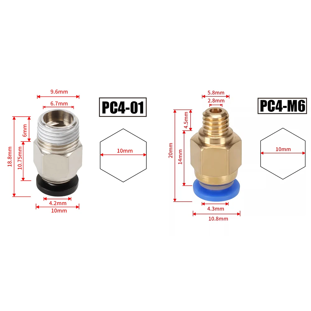 10 sztuk/partia Złączki pneumatyczne PC4-M10 do drukarek 3D, szybkozłączki Bowden, złączki do rur 1.75/3mm… 10 sztuk/partia Złączki pneumatyczne PC4-M10 do drukarek 3D, szybkozłączki Bowden, złączki do rur 1.75/3mm…