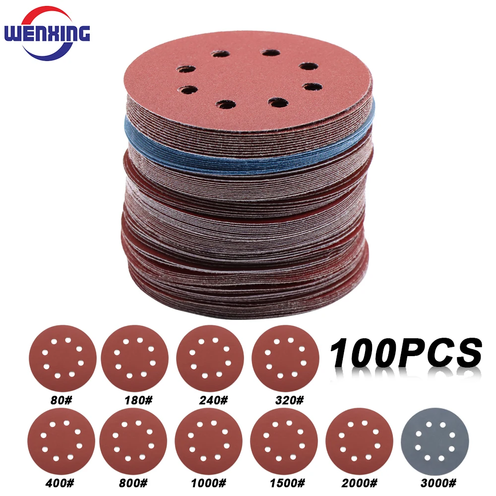 100 sztuk 5 cali 125mm okrągły papier ścierny 8 otworów dysk arkusze ścierne ziarno 80-3000 tarcza szlifierska… 100 sztuk 5 cali 125mm okrągły papier ścierny 8 otworów dysk arkusze ścierne ziarno 80-3000 tarcza szlifierska…
