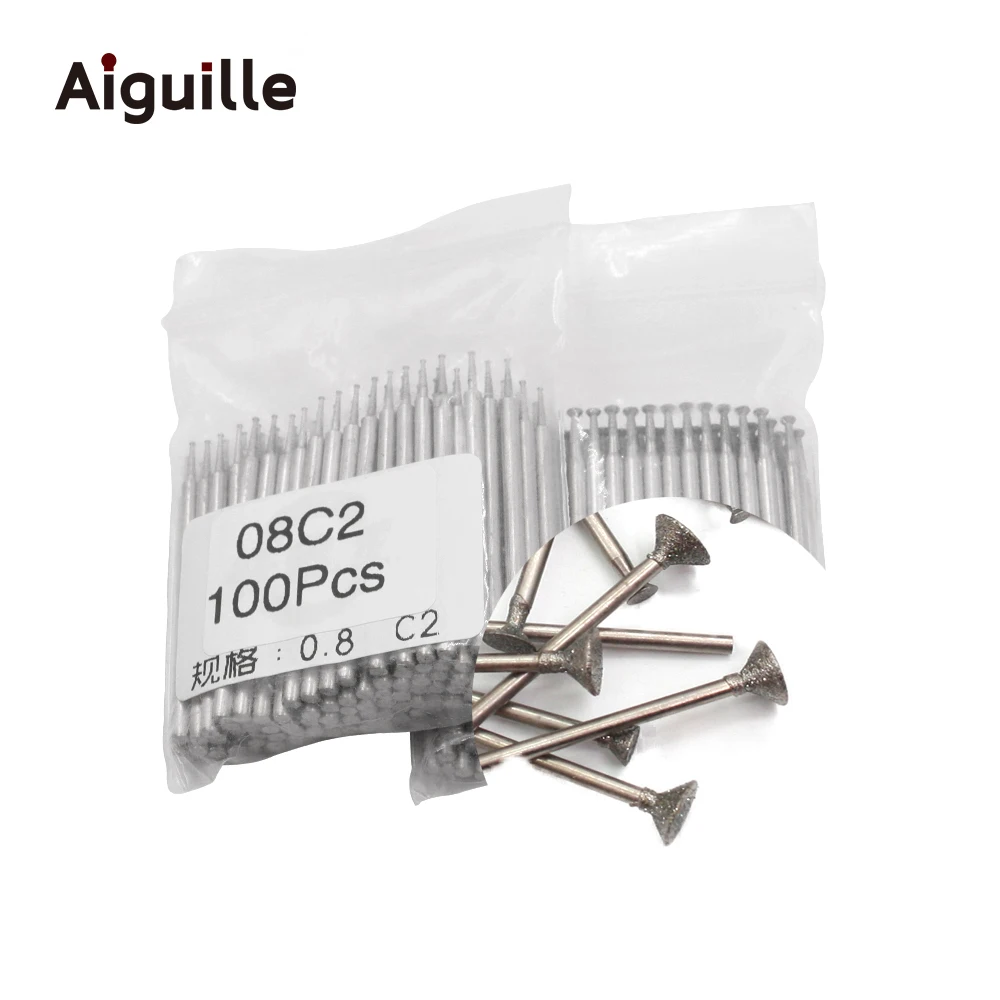 100 sztuk C2-type Shank 2.35mm 120 # diamentowe szlifowanie Burr 0.5-8.0mm zęby szlifowanie bity diament punkt…